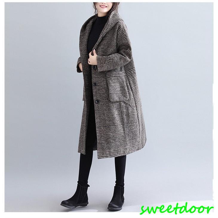 グレンチェック コート チェスターコート レディース ロングコート フード付き アウター チェック柄 上着 ゆったり 大きいサイズ 秋 冬