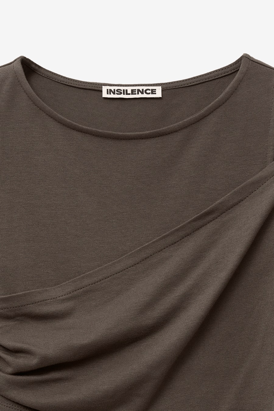 【INSILENCE】 LAYERED SHIRRING LONG SLEEVE : BROWN