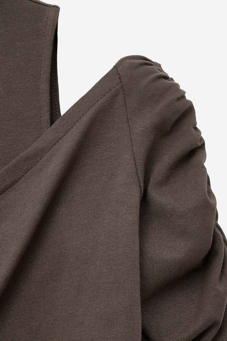 【INSILENCE】 LAYERED SHIRRING LONG SLEEVE : BROWN