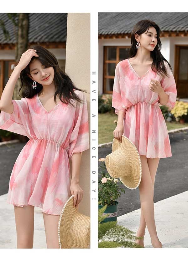 水着 レディース 体型カバー ワンピース タンキニ 水着 UVカット ワンピース ぽっちゃり 大きいサイズ フェミニン かわいい ショートパンツ 着痩せ パッド付 ビーチ 海デート 韓国風 女性用 大