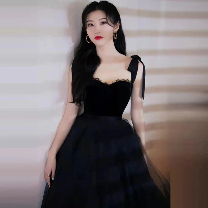 ブラックイブニングドレス 2025新作上品な宴会司会者ワンピース 気質 結婚式 演奏会 発表会 卒業式 成人式 同窓会 ドレス ブラックイブニングドレス 2025新作上品な宴会司会者ワンピース 気質 結婚式 演奏会 発表会 卒業式 成人式 同窓会 ドレス