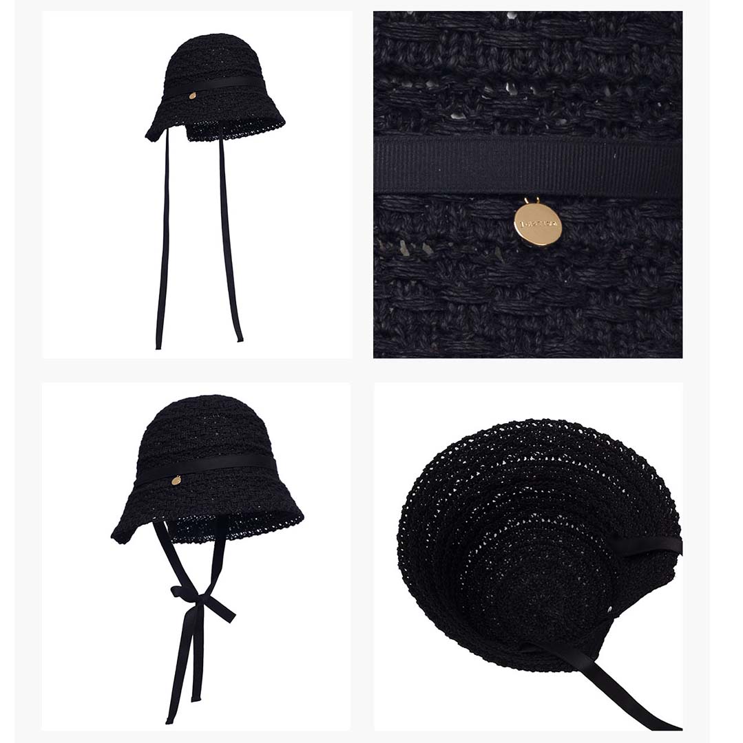 J.LETTER ペーパーヤーンハット(BLACK)IU パクミニョン 韓国ドラマ 韓国ファッション レディース アクセサリー