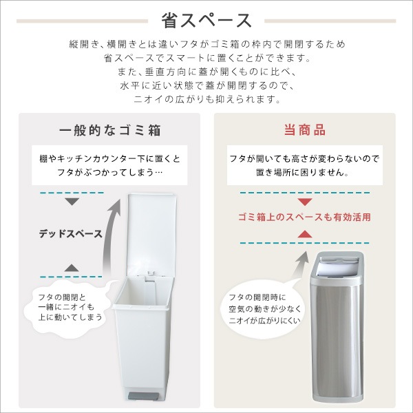シャッター式 50L 自動開閉 ゴミ箱 センサー ソフトクローズ機能