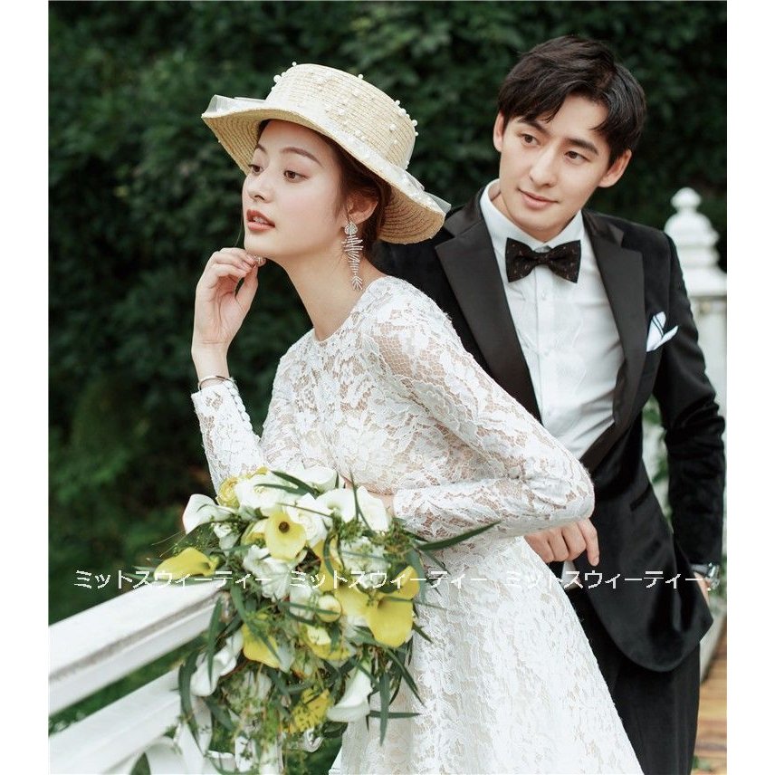 ウェディングドレス ウエディングドレス ロングドレス ミモレ丈ワンピース レース 結婚式 二次会 花嫁 前撮りドレス ガーデンウェディング ハネムーンフォト ウェディングドレス ウエディングドレス ロングドレス ミモレ丈