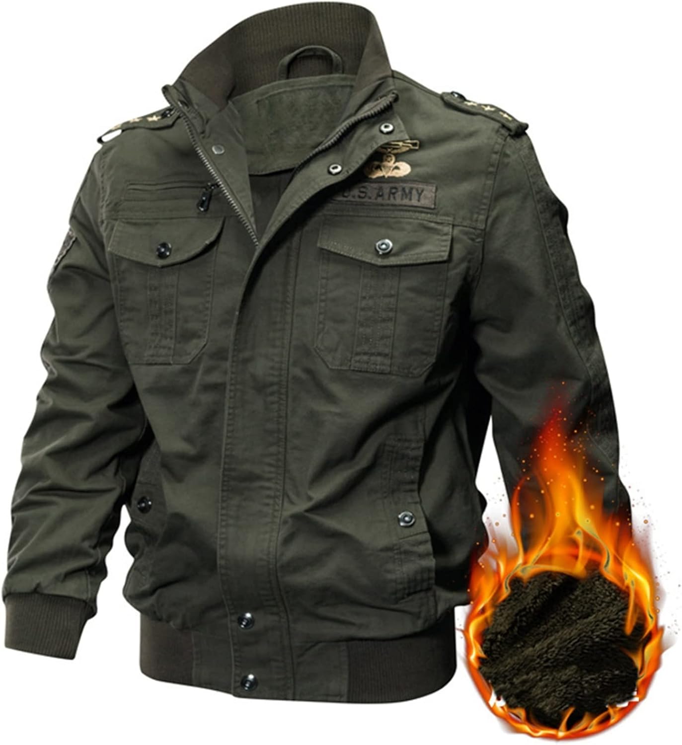 ミリタリージャケット メンズ 裏起毛 ブルゾン 細身 ジャンパー 綿 スタンドカラー カジュアル アウトドア フード付き バイク用 男性用 Taopagii] ロングコート ミリタリージャケット 裏起毛 メンズ ブルゾン