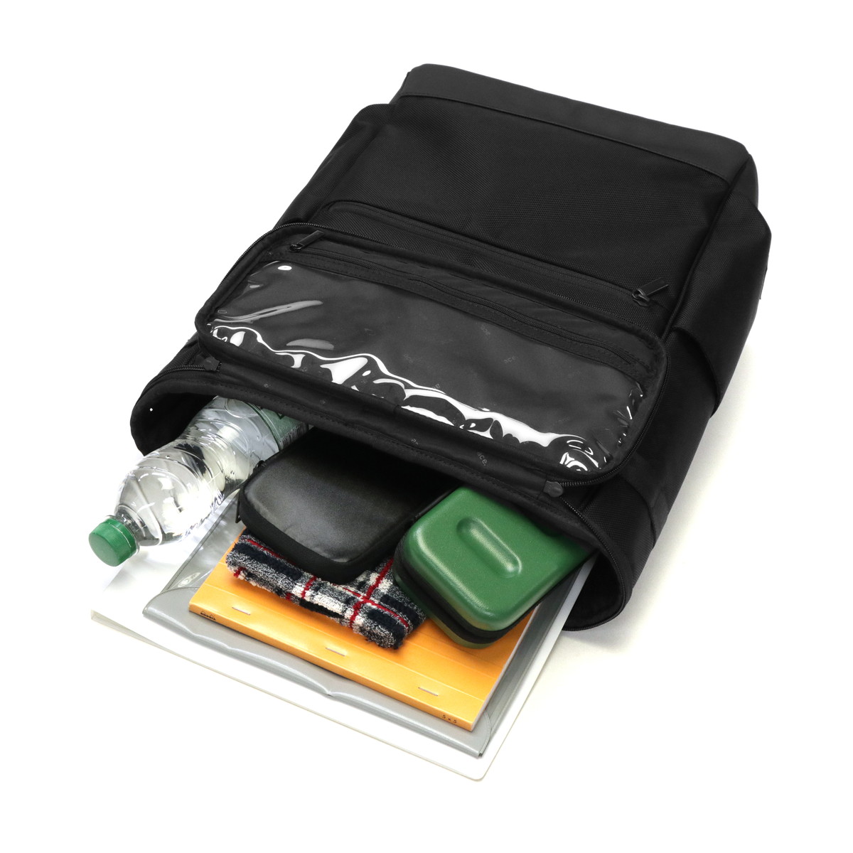 正規品5年保証 リュック ビジネス 通勤 通学 大容量 ボックス型 黒 シンプル 無地 ナイロン 大きめ ビジネス 旅行 PC タブレット B4 23L バフェクト 17623