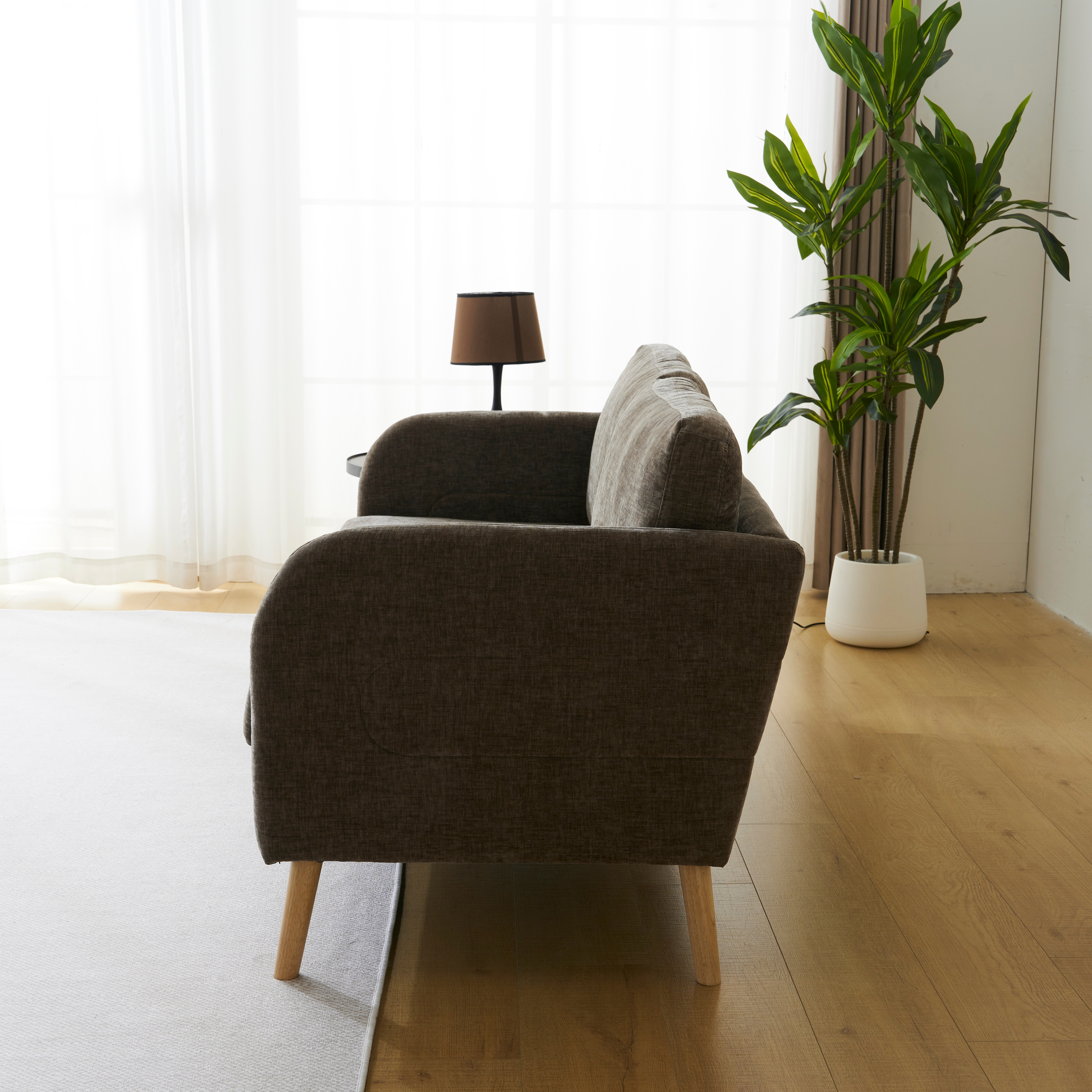 【大好評！最安値挑戦!】ソファー 2人掛け 脚付き 肘付き 1人用にも おしゃれ かわいいGG5683 Brown Solid WoodG40