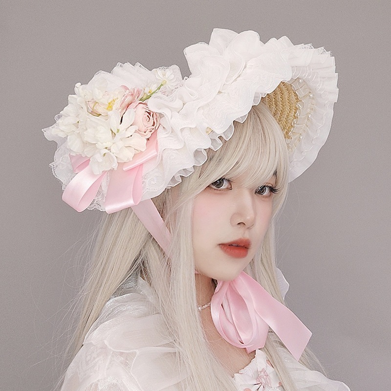 フレンチロリータ女の子ティーパーティーかぶりものボンネットbntオリジナルデザイマドリガル風帽子 フレンチロリータ女の子ティーパーティーかぶりものボンネットbntオリジナルデザイマドリガル風帽子