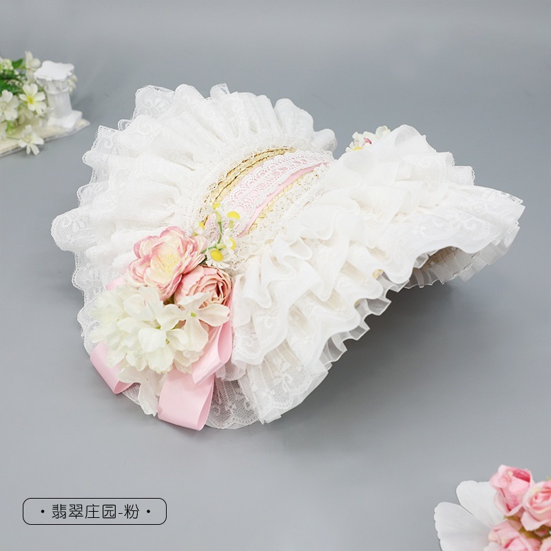 フレンチロリータ女の子ティーパーティーかぶりものボンネットbntオリジナルデザイマドリガル風帽子 フレンチロリータ女の子ティーパーティーかぶりものボンネットbntオリジナルデザイマドリガル風帽子