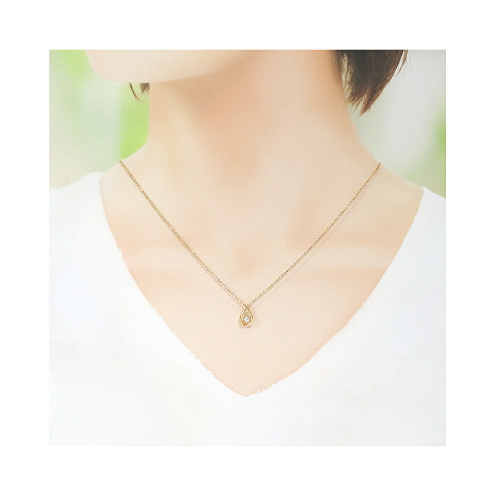 正規紙袋＆箱付 ネックレス しずくモチーフ ジュエリー アクセサリー キュービックジルコニア シルバ