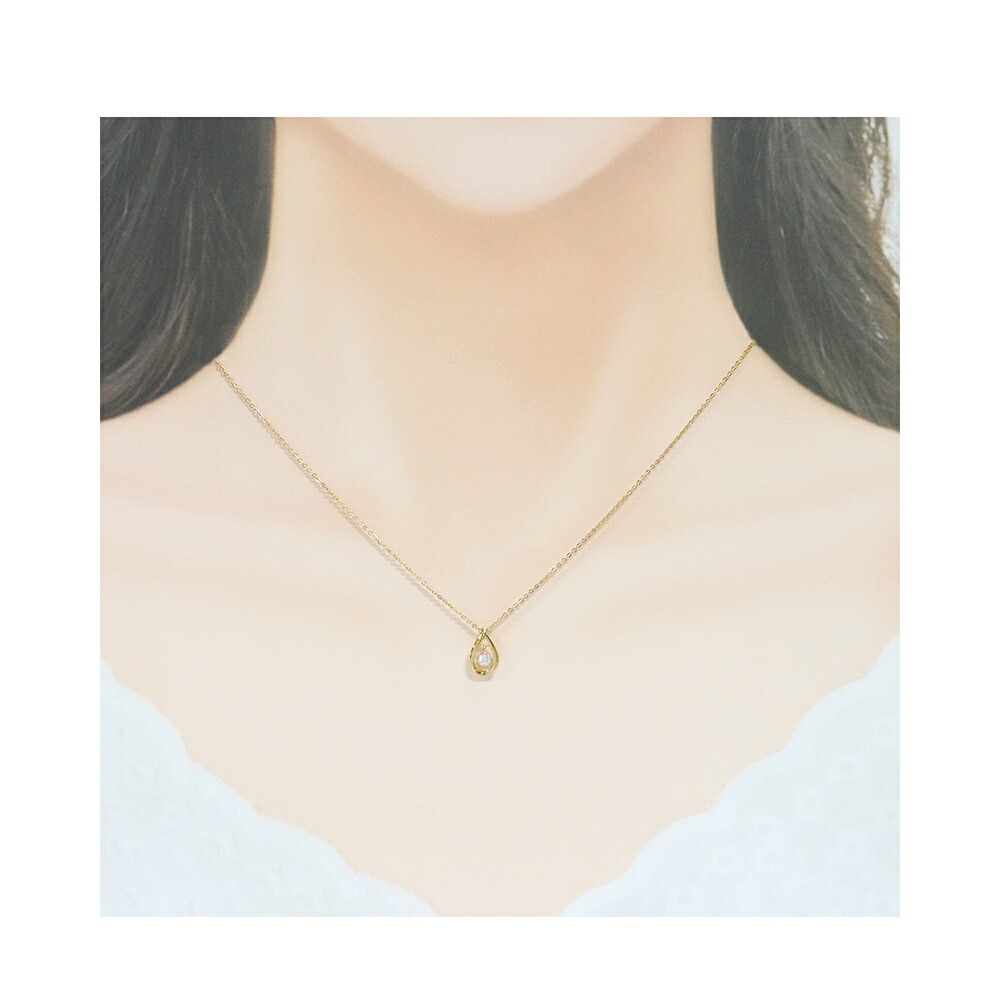 正規紙袋＆箱付 ネックレス しずくモチーフ ジュエリー アクセサリー キュービックジルコニア シルバ