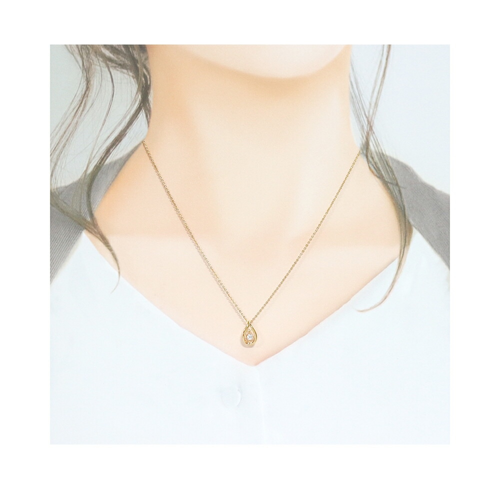 正規紙袋＆箱付 ネックレス しずくモチーフ ジュエリー アクセサリー キュービックジルコニア シルバ