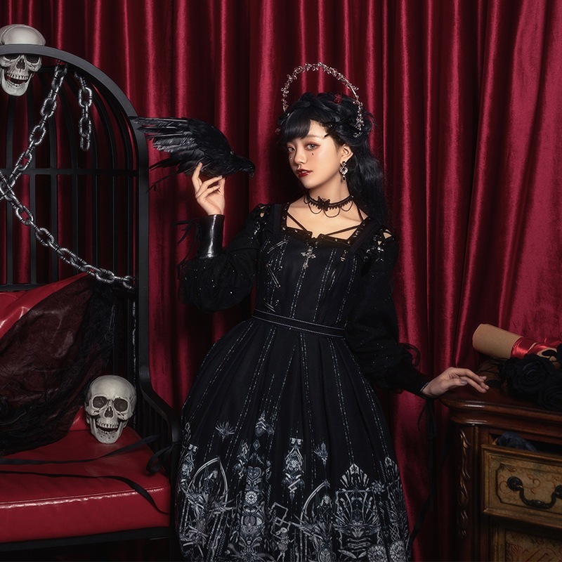 ハートの目のダークなゴシックのワンピース ロリータワンピース ハートの目のダークなゴシックのワンピース ロリータワンピース