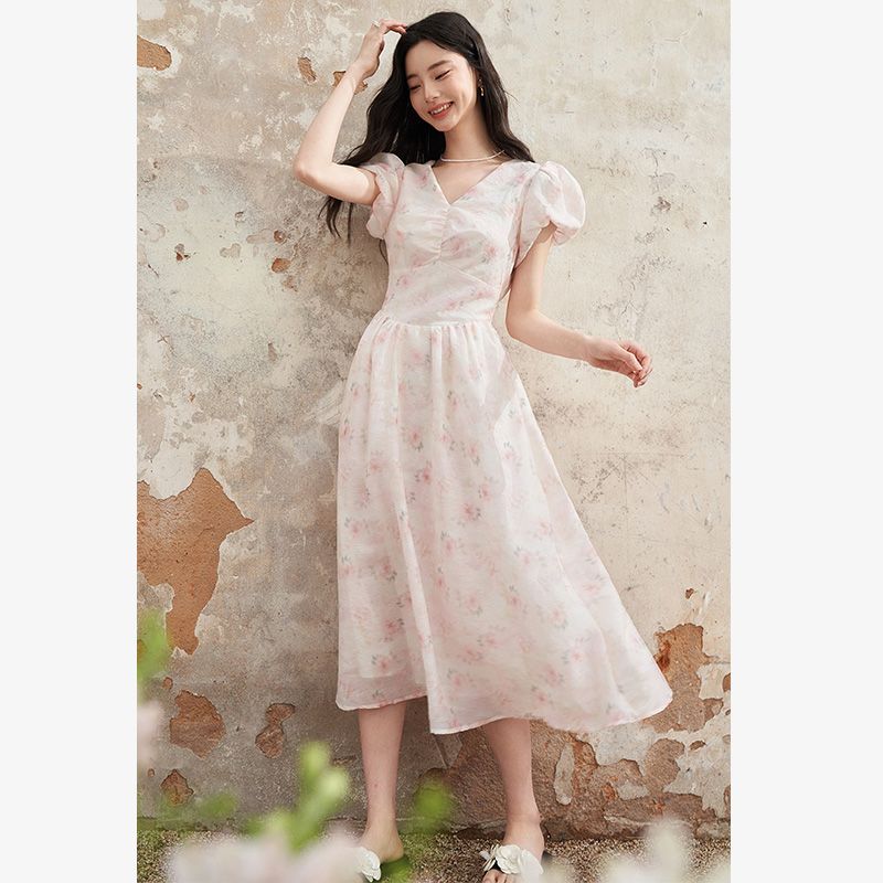 ピンクフラワー エレガントワンピース 2025夏新作 パフスリーブ シェイプアップ ロングワンピース ワンピース ワンピース レディース ロングワンピース ワンピース 夏 パーティードレス 韓国 ワン ピンクフラワー エレガントワンピース 2025夏新作 パフスリーブ シェイプアップ ロングワンピース ワンピース ワンピース レディース ロングワンピース ワンピース 夏 パーティードレス 韓国 ワン