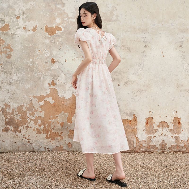 ピンクフラワー エレガントワンピース 2025夏新作 パフスリーブ シェイプアップ ロングワンピース ワンピース ワンピース レディース ロングワンピース ワンピース 夏 パーティードレス 韓国 ワン ピンクフラワー エレガントワンピース 2025夏新作 パフスリーブ シェイプアップ ロングワンピース ワンピース ワンピース レディース ロングワンピース ワンピース 夏 パーティードレス 韓国 ワン
