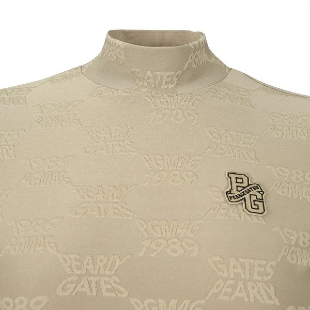 [パリゲイツ] レディースロゴ柄モックネック長袖Tシャツ