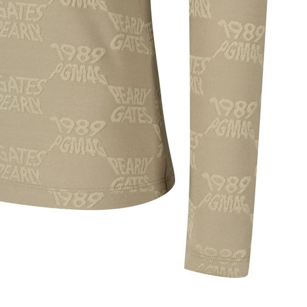 [パリゲイツ] レディースロゴ柄モックネック長袖Tシャツ