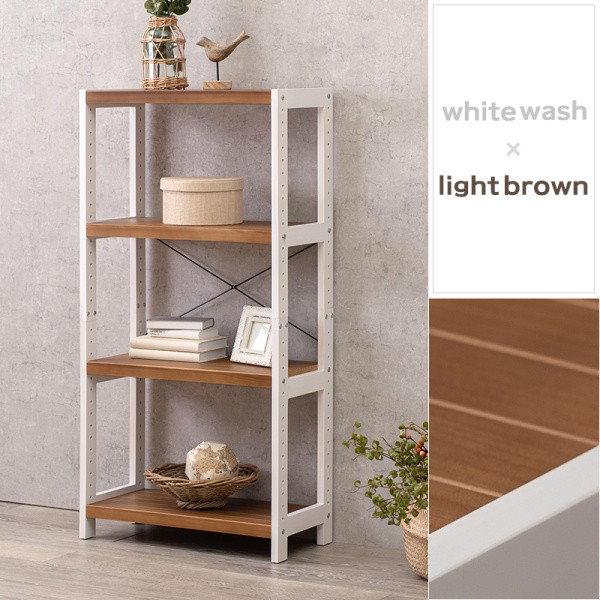 【お値下げ】ホワイト 木製オープンシェルフ 4段 Qoo10] 木製 オープンラック 4段 幅60cm