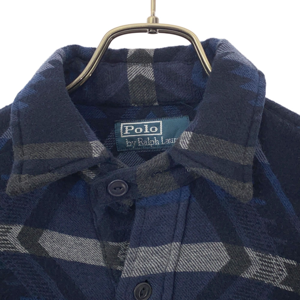 ポロバイラルフローレン 総柄 長袖 コットンシャツ XS ネイビー Polo