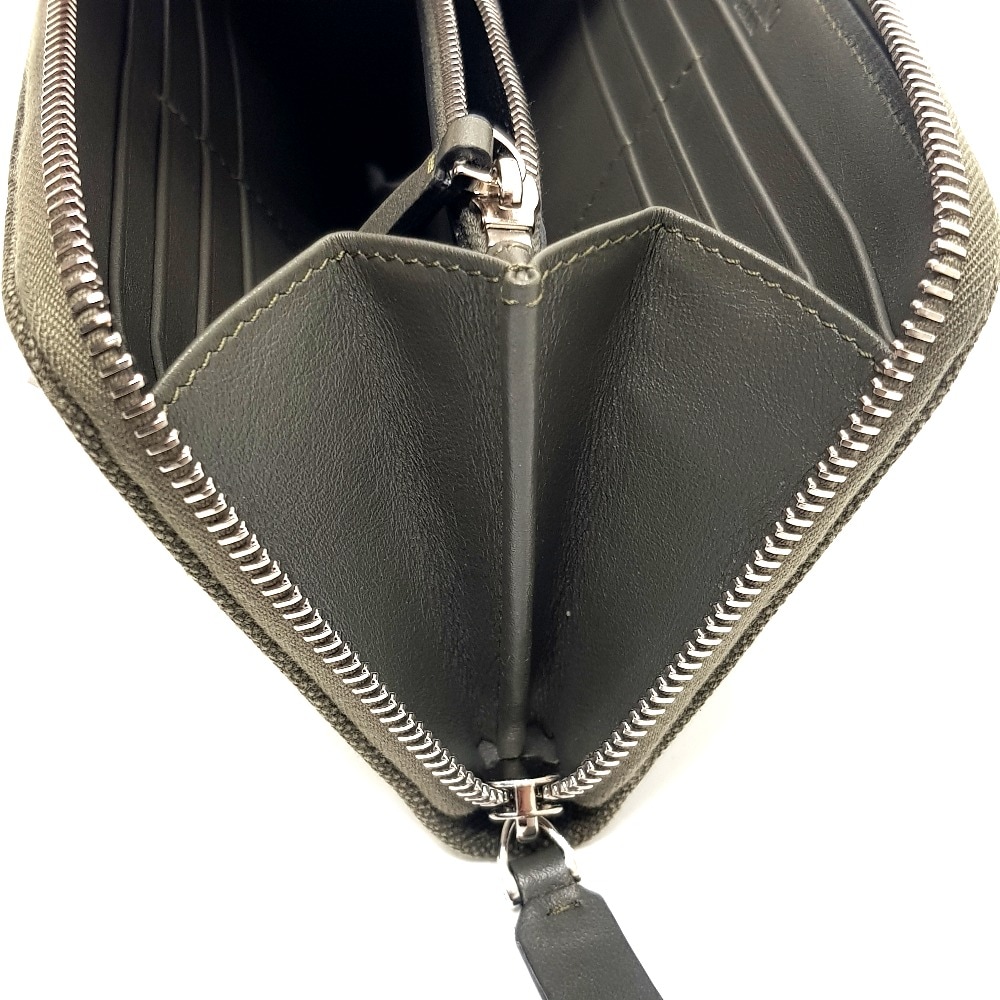 Valentino Garavani ヴァレンティノガラヴァーニ 長財布 VLTNプリント スタッズ ラウンドファスナー キャンバス/レザー カーキ系ホワイト