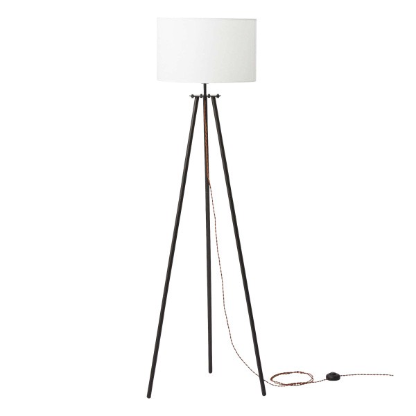 スタンドライト 照明 エジソン電球 フットスイッチ付 布製シェード ブラックスチール脚 ハイタイプ LED電球は別売