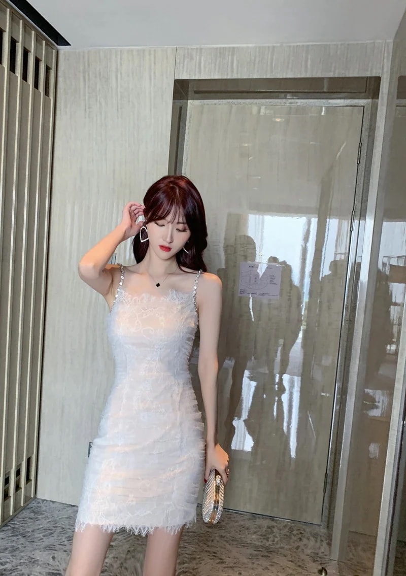 JY上品 キャミワンピース ショート丈 セクシー レース ドレス パーティードレス着痩せ 大人 お呼ばれ 同窓会 披露宴 卒業式 結婚式 ウェディング 二次会 成人式