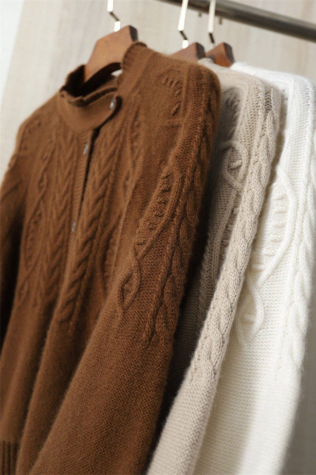 ニットセーター レトロ モテアイテム トップス ニットソー セーター カーディガン 白トップス 袖あり 長袖 Uネック ハイネック スリム ストレート スマート 編み込み ニット 厚手 かわいい