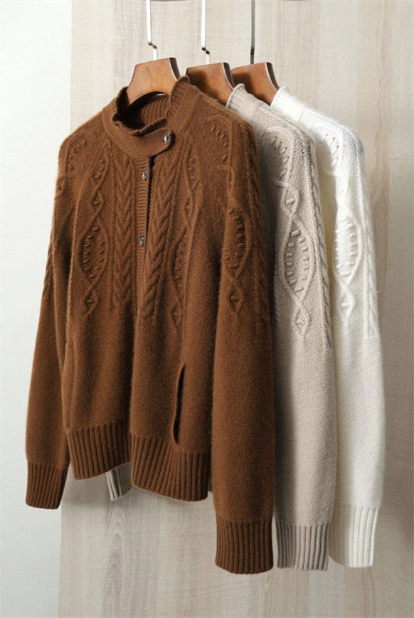 ニットセーター レトロ モテアイテム トップス ニットソー セーター カーディガン 白トップス 袖あり 長袖 Uネック ハイネック スリム ストレート スマート 編み込み ニット 厚手 かわいい