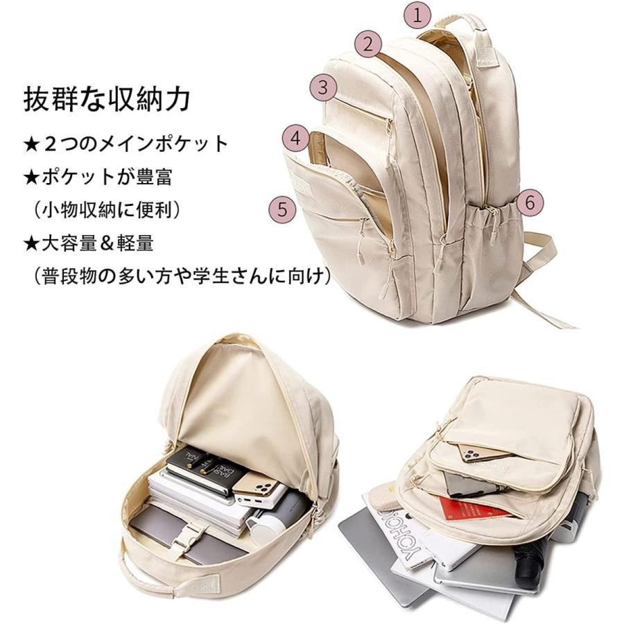 バックパック リュック レディース 高校生 防水 ５層式 16インチPC収納 A4 大容量 13個ポケット ペン差し 軽量 通気 女の子 GW旅行 通勤 通学父の日