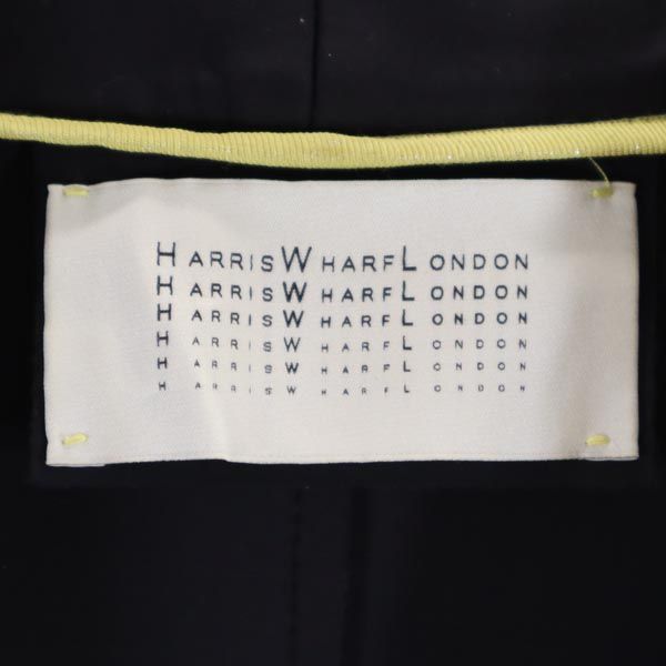 ハリスワーフロンドン イタリア製 長袖 ノーカラーコート 42 ネイビー系 HARRISWHARFLONDON レディース