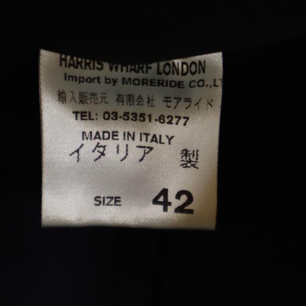 ハリスワーフロンドン イタリア製 長袖 ノーカラーコート 42 ネイビー系 HARRISWHARFLONDON レディース