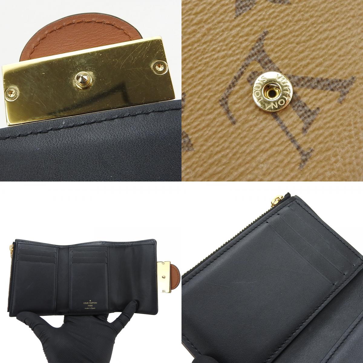 中古 三つ折り財布 ポルトフォイユドーフィーヌ コンパクト M68725 モノグラムキャンバス モノグラムリバース ブラウン ゴールド金具 ロゴ レディース 女性 中古 三つ折り財布 ポルトフォイユドーフィーヌ コンパクト M68725 モノグラムキャンバス モノグラムリバース ブラウン ゴールド金具 ロゴ レディース 女性