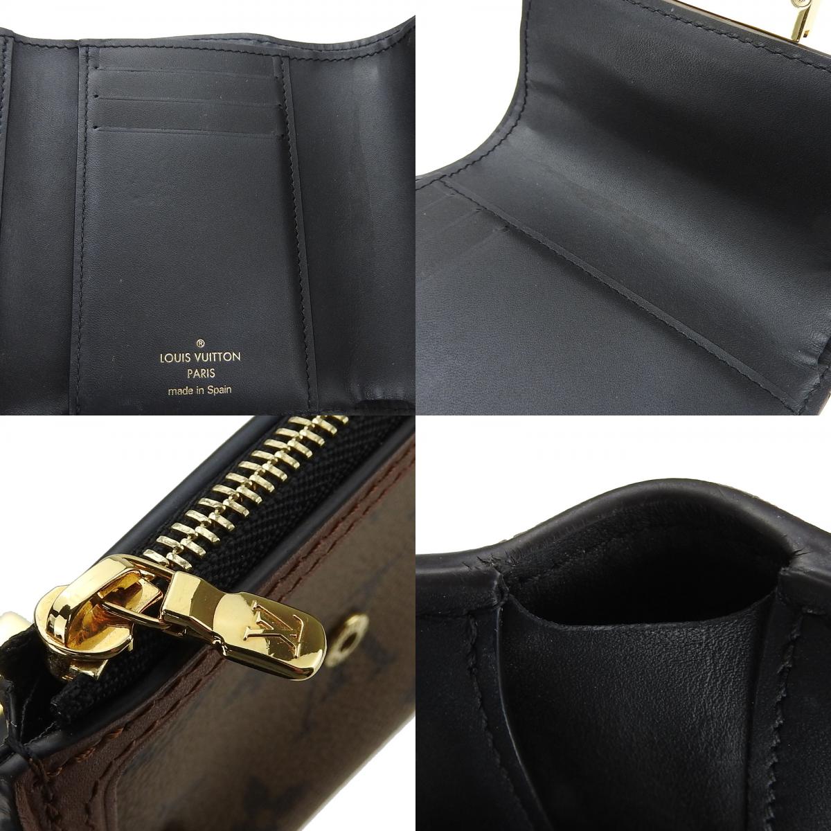 中古 三つ折り財布 ポルトフォイユドーフィーヌ コンパクト M68725 モノグラムキャンバス モノグラムリバース ブラウン ゴールド金具 ロゴ レディース 女性 中古 三つ折り財布 ポルトフォイユドーフィーヌ コンパクト M68725 モノグラムキャンバス モノグラムリバース ブラウン ゴールド金具 ロゴ レディース 女性