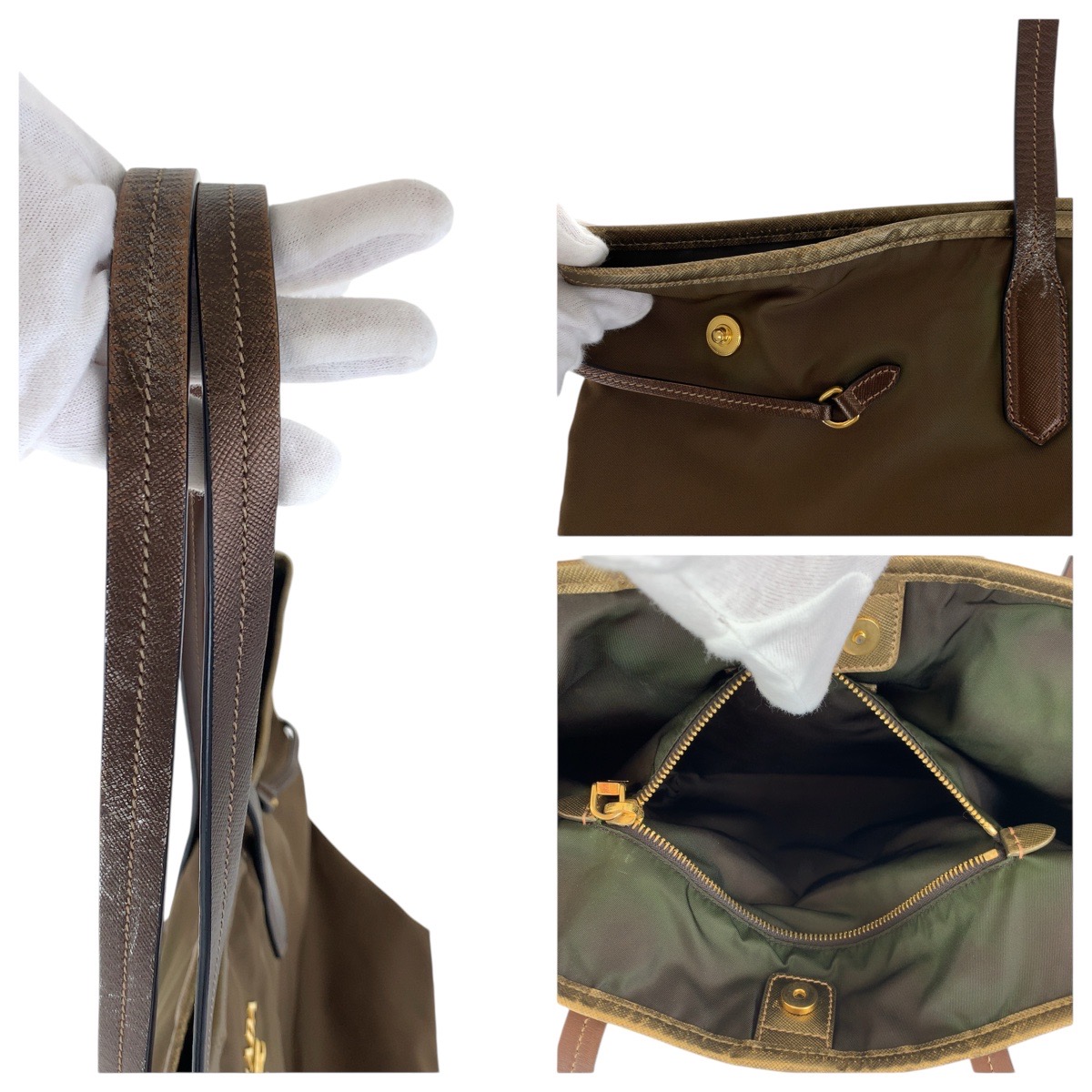 テスート サフィアーノ 三角ロゴプレート ブラウン ゴールド金具 ナイロン/レザー トートバッグ ショルダーバッグ レディース 502772 テスート サフィアーノ 三角ロゴプレート ブラウン ゴールド金具 ナイロン/レザー トートバッグ ショルダーバッグ レディース 502772