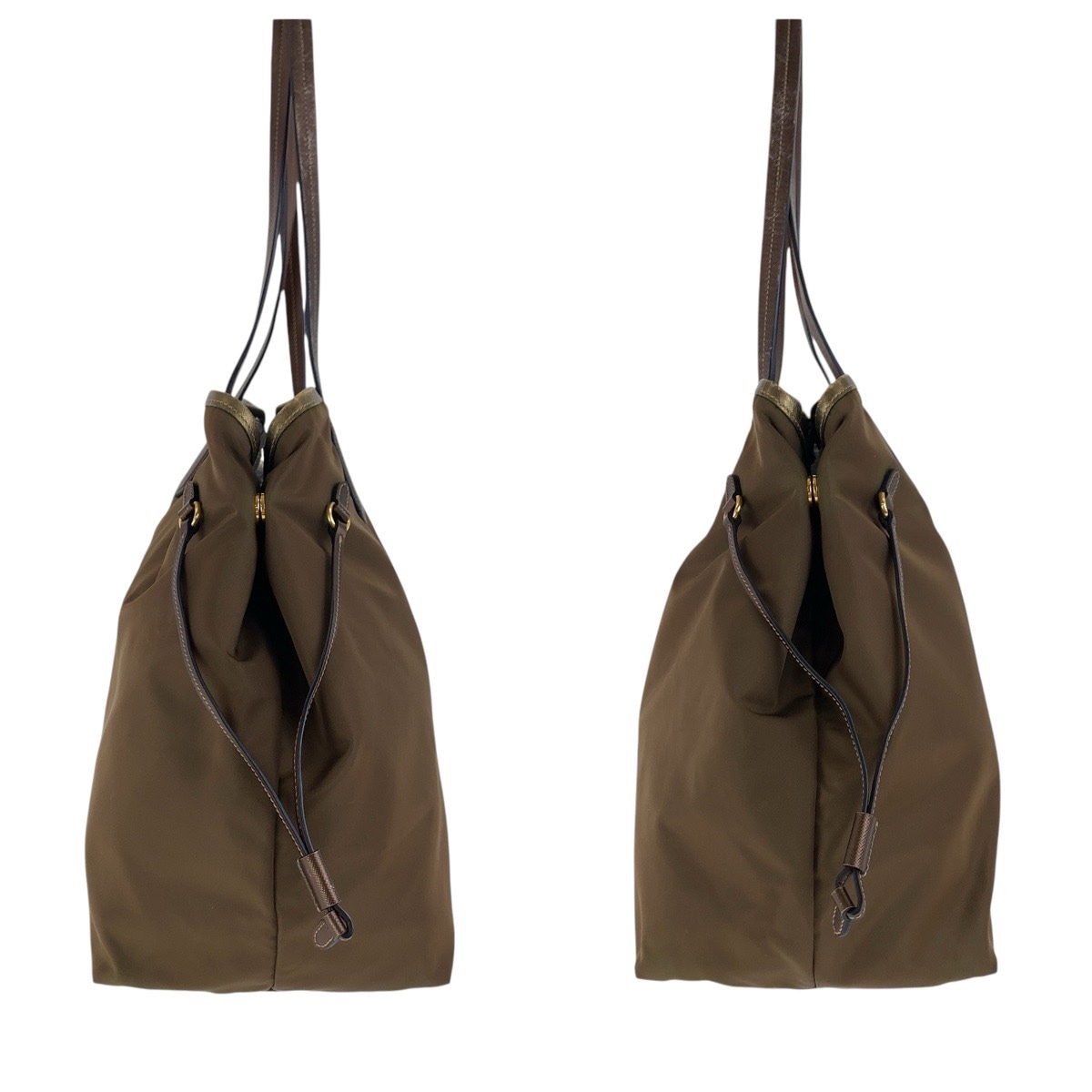 テスート サフィアーノ 三角ロゴプレート ブラウン ゴールド金具 ナイロン/レザー トートバッグ ショルダーバッグ レディース 502772 テスート サフィアーノ 三角ロゴプレート ブラウン ゴールド金具 ナイロン/レザー トートバッグ ショルダーバッグ レディース 502772