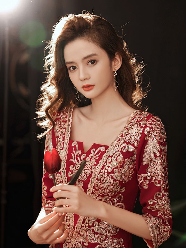 SNSで話題カラードレス ウェディングドレス ウエディングドレス イブニングドレス ワインレッド 袖あり ロング ファスナー 発表会 演奏会 結婚式 二次会 花嫁パーティードレス ロングドレス カクテ SNSで話題カラードレス ウェディングドレス ウエディングドレス イブニングドレス ワインレッド 袖あり ロング ファスナー 発表会 演奏会 結婚式 二次会 花嫁パーティードレス ロングドレス カクテ