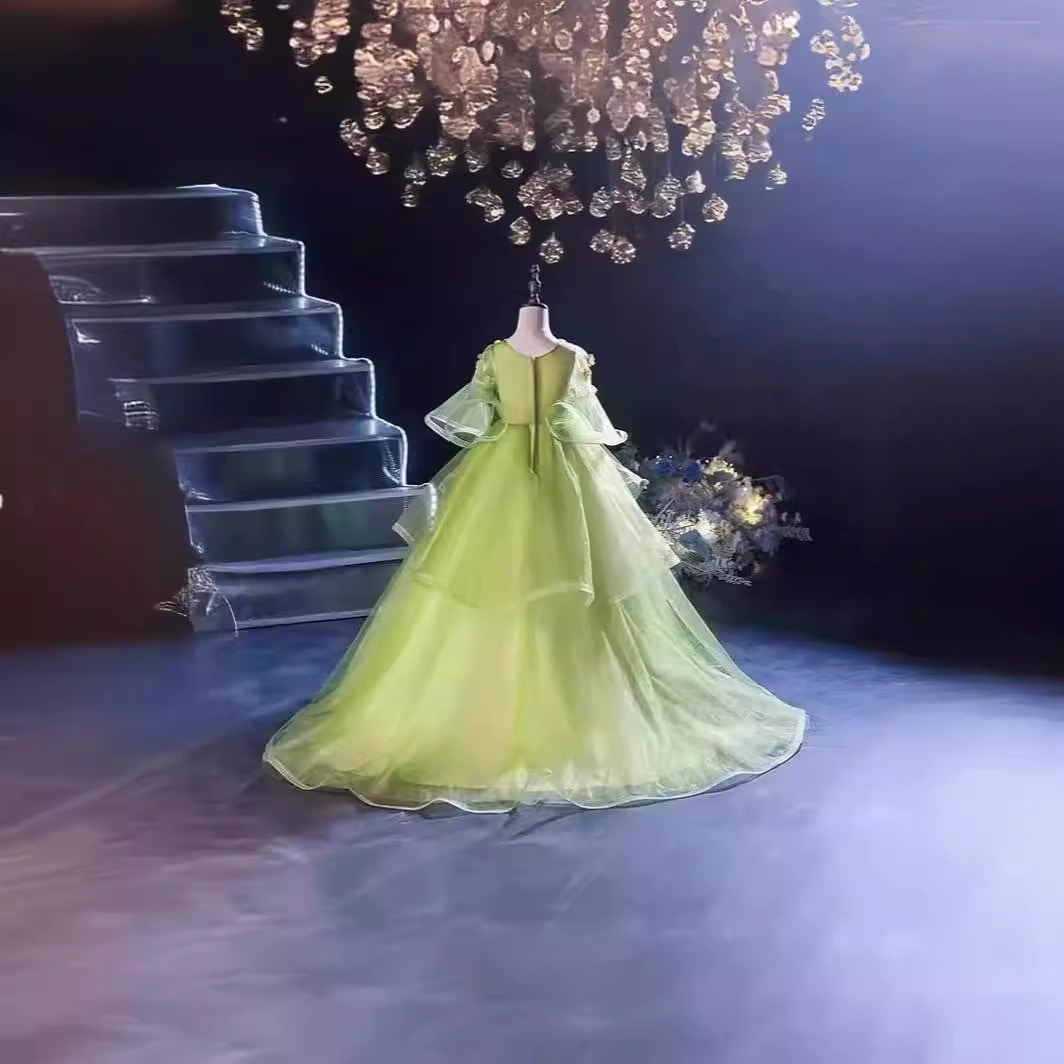 【2枚購入で 3oo円OFF】モリガールドレスプリンセスドレスロングテールドレスガールピアノフラワーパフォーマンスコスム