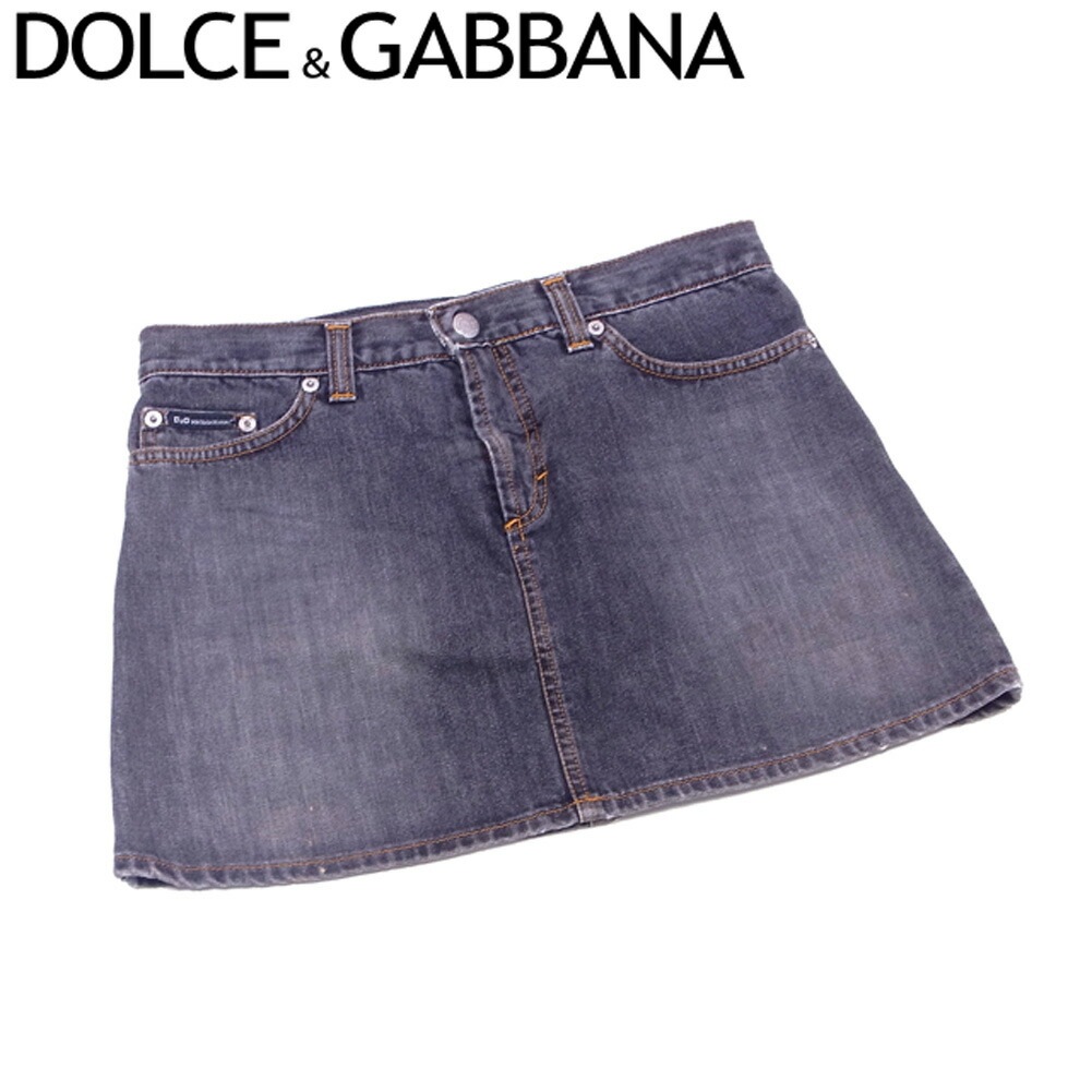 スカート ミニ ブラックデニム 40サイズ ドルガバ ブラック シルバー 中古 スカート ミニ ブラックデニム 40サイズ ドルガバ ブラック シルバー 中古