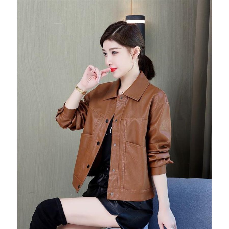 【急速出荷 2025年新作】レザージャケット レディース ライダース ジャケット 無地 トップス ブルゾン フェイクレザー アウター カジュアル スリム 着痩せ