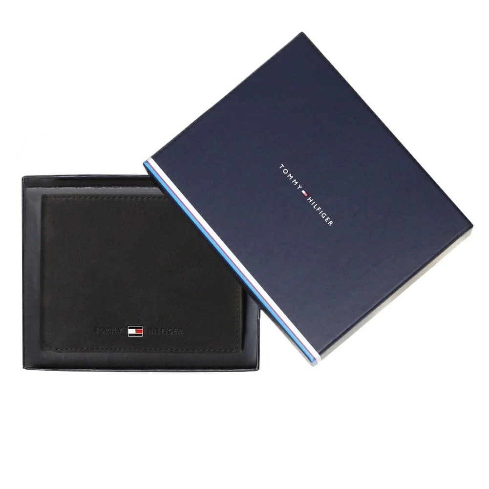 TOMMY HILFIGER AM0A00659-002-BK JOHNSON CC AND COIN トミー ヒルフィガー 二折財布小銭入付 カーフスキンレザー ブラック