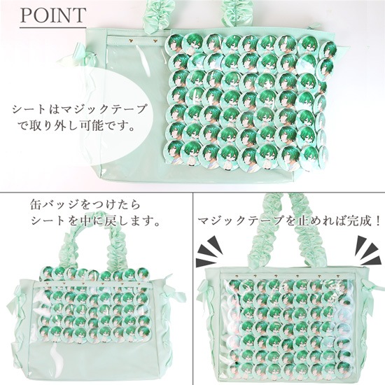 A3ハンドルフリルデコラティブトートバッグ 痛バッグ トート フェイクレザー ビニールトートバッグ