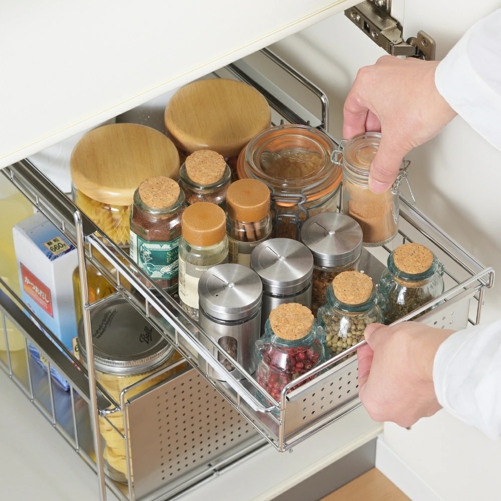 シンク下スライド収納 2段 幅25 ハイタイプ 1306250 燕三条 キッチン下収納 キッチンラック 収納 シンク下スライド収納 2段 幅25 ハイタイプ 1306250 燕三条 キッチン下収納 キッチンラック 収納