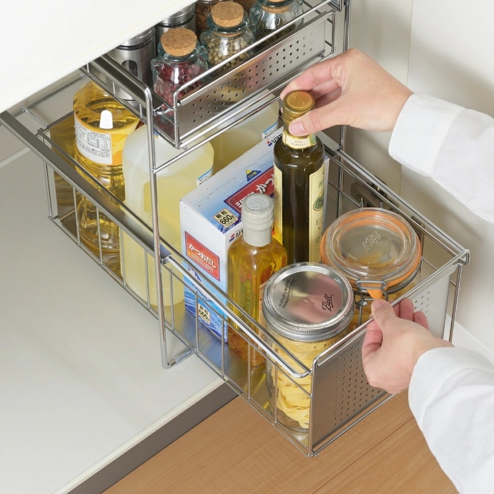 シンク下スライド収納 2段 幅25 ハイタイプ 1306250 燕三条 キッチン下収納 キッチンラック 収納 シンク下スライド収納 2段 幅25 ハイタイプ 1306250 燕三条 キッチン下収納 キッチンラック 収納