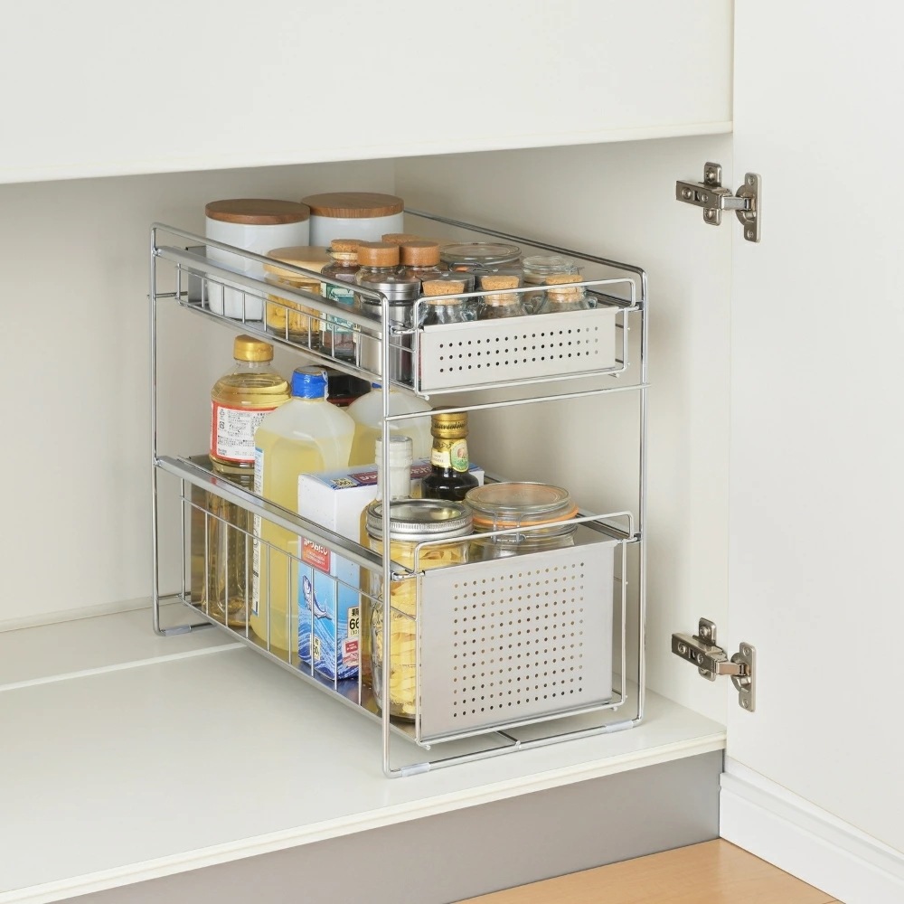 シンク下スライド収納 2段 幅25 ハイタイプ 1306250 燕三条 キッチン下収納 キッチンラック 収納 シンク下スライド収納 2段 幅25 ハイタイプ 1306250 燕三条 キッチン下収納 キッチンラック 収納