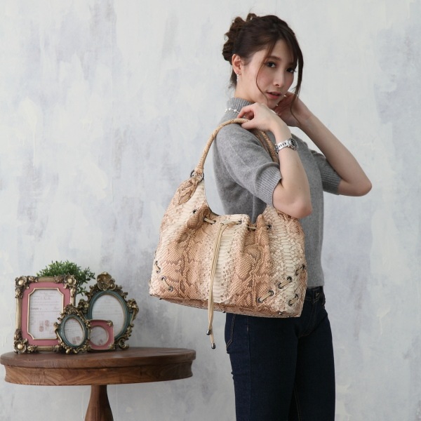 パイソンLB-2029 ダイヤモンドパイソン 訳あり グラデーションキャメル