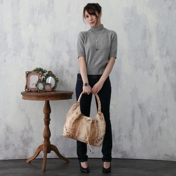 パイソンLB-2029 ダイヤモンドパイソン 訳あり グラデーションキャメル