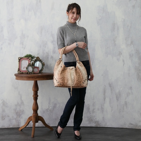 パイソンLB-2029 ダイヤモンドパイソン 訳あり グラデーションキャメル