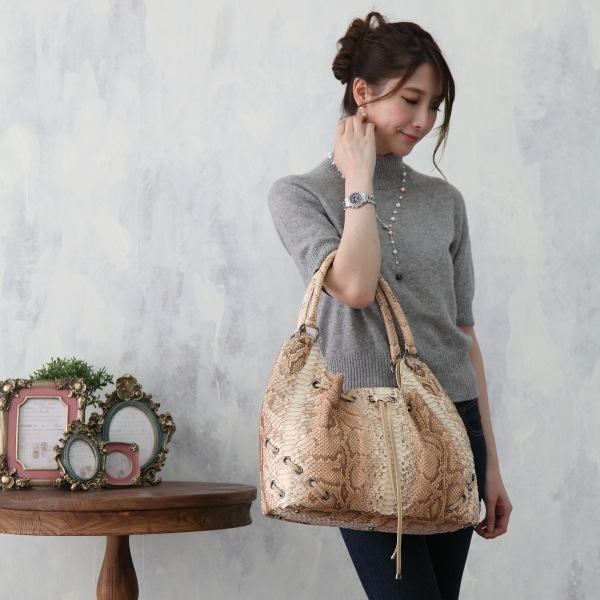 パイソンLB-2029 ダイヤモンドパイソン 訳あり グラデーションキャメル