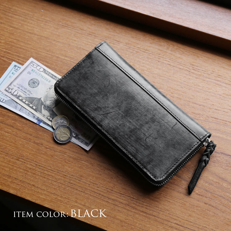 [doobLondon]ブライドルレザー本革長財布ラウンドファスナー