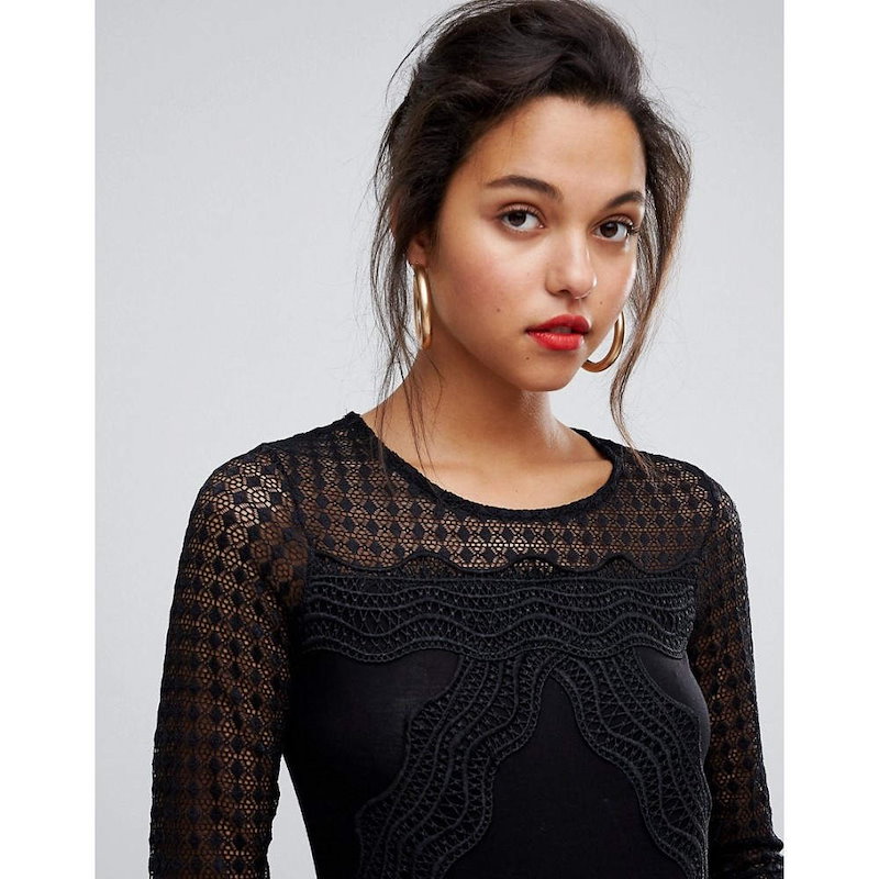 モーガン レーン レディース トップス【Morgan Top With Lace Sleeves】Black モーガン レーン レディース トップス【Morgan Top With Lace Sleeves】Black
